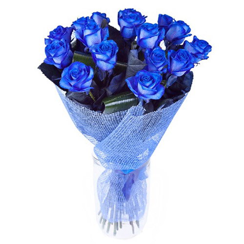 Фото товара 17 блакитних троянд (фарбованих) з категорії букетів среднец ціни  в Самборі