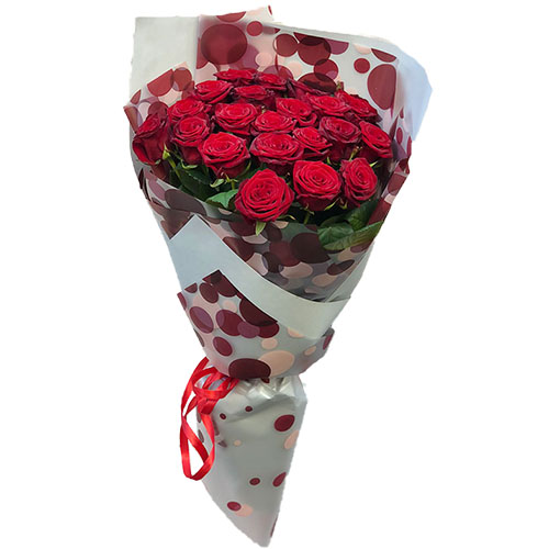 Фото товара 21 червона троянда в пакуванні з категорії букетів среднец ціни  в Самборі