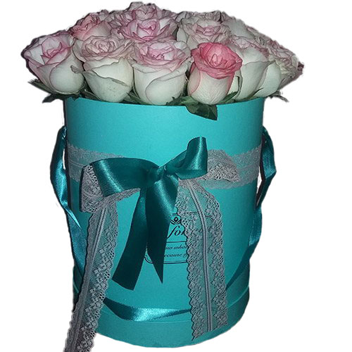 Фото товара 21 троянда "Джумілія" в коробці з категорії найбільш шикарних букетів  в Самборі