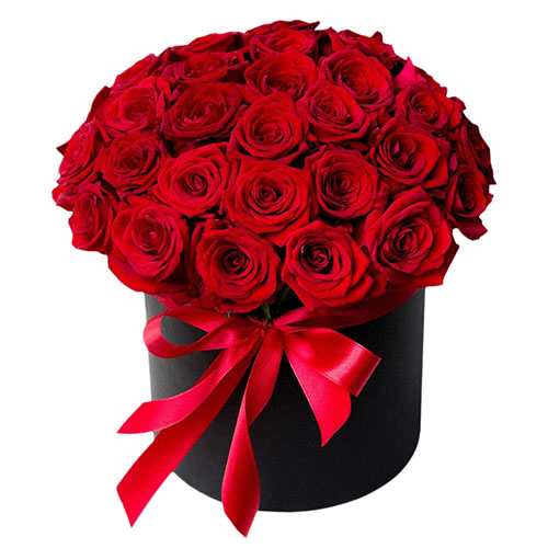 Фото товара 33 троянди в капелюшній коробці з категорії найбільш шикарних букетів  в Самборі