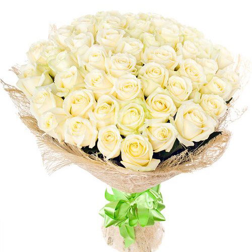 Фото товара 51 біла троянда з категорії найбільш шикарних букетів  в Самборі