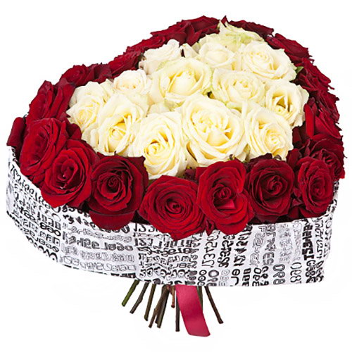 Фото товара 51 троянда серце з категорії найбільш шикарних букетів  в Самборі