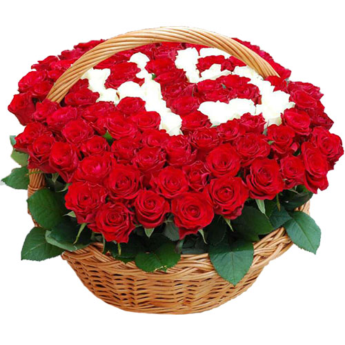 Фото товара 101 троянда з числами в кошику з категорії найбільш шикарних букетів  в Самборі