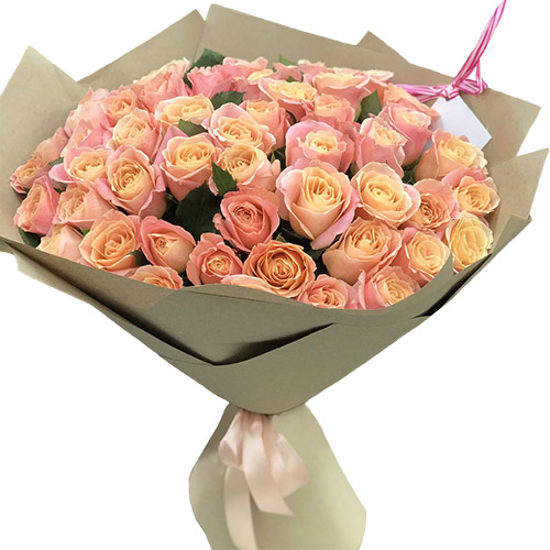 Фото товара 51 троянда "Міс Піггі" з категорії найбільш шикарних букетів  в Самборі