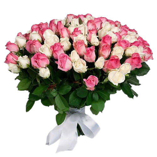 Фото товара 101 біла і рожева троянда з категорії найбільш шикарних букетів  в Самборі