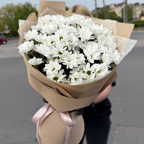букет білих кущових хризантем 11 гілок фото
