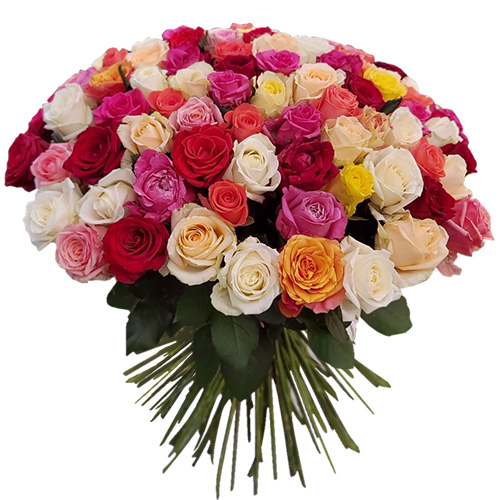 Фото товара 101 троянда мікс з категорії найбільш шикарних букетів  в Самборі