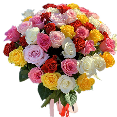 Фото товара 51 троянда мікс з категорії найбільш шикарних букетів  в Самборі