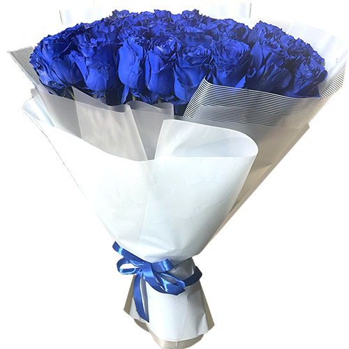 Фото товара 33 блакитні троянди (Еквадор) з категорії найбільш шикарних букетів  в Самборі